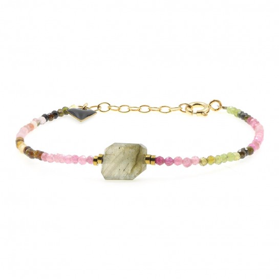 Faceted tourmaline and labradorite bracelet