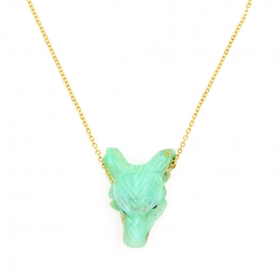 Chrysoprase Wolf Necklace