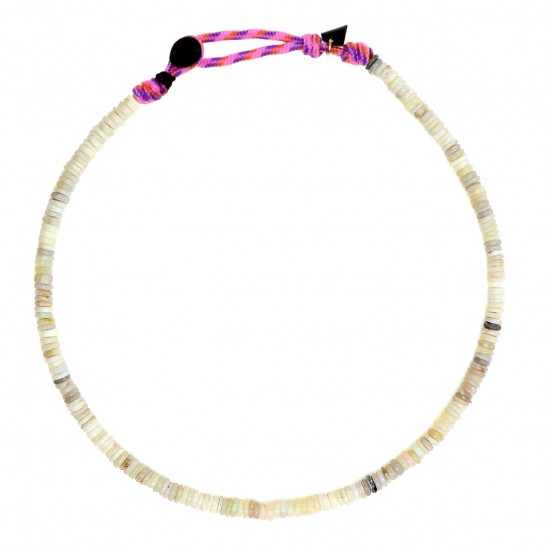 Simple white opal Puka necklace