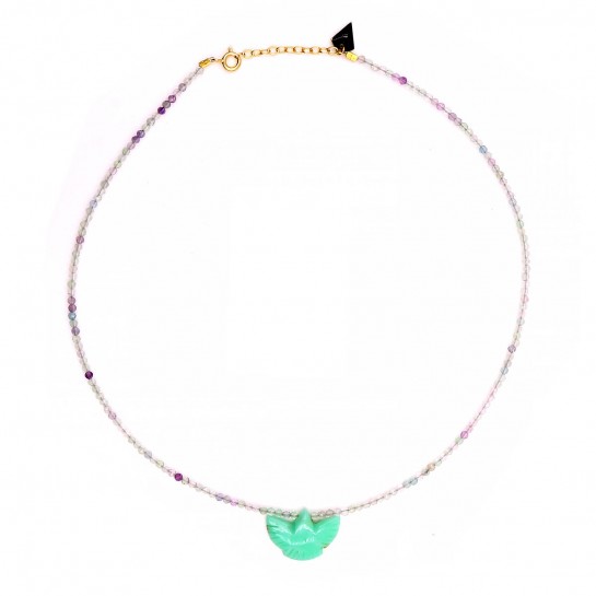Fluorite and chrysoprase Condor faceted necklace