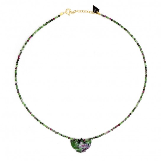 Zoisite Ruby Condor Faceted Necklace