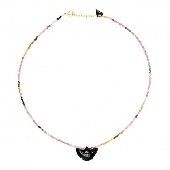 Collier Facettes Condor tourmaline et onyx