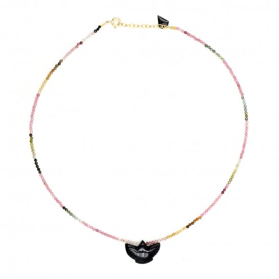 Condor Tourmaline and Onyx facets necklace
