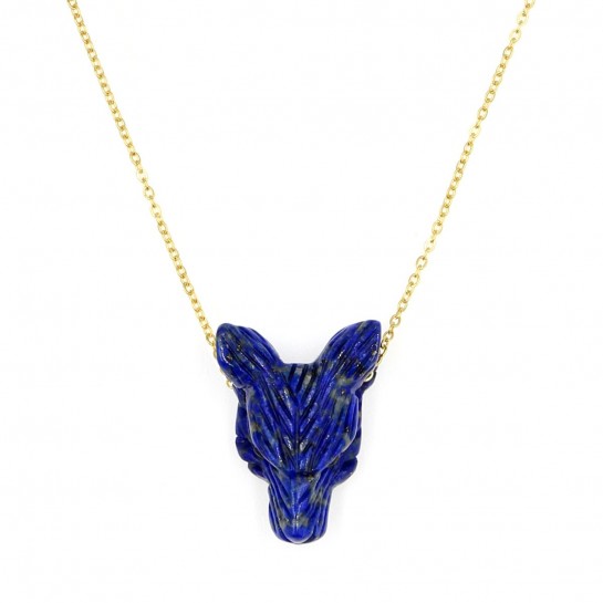 Collier Loup lapis-lazuli