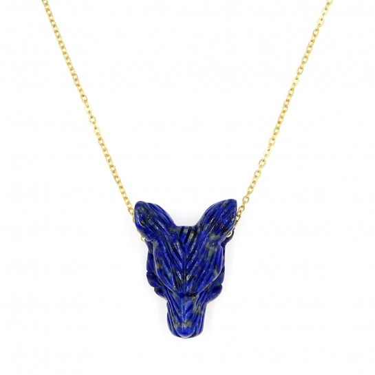 Lapis lazuli wolf necklace