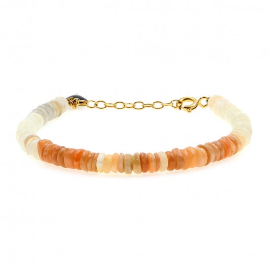 Simple multicolored moonstone Puka bracelet