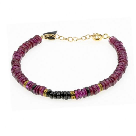 Garnet and onyx Puka bracelet