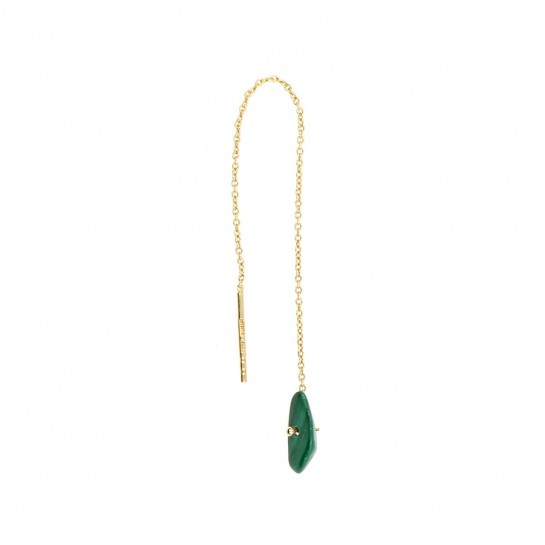 EARRING Short malachite nugget chain