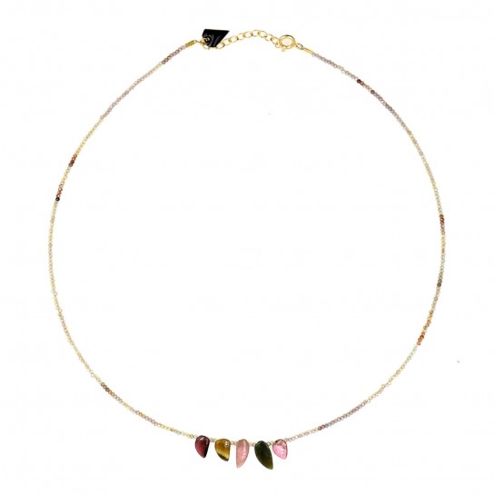 Faceted jasper and tourmaline necklace