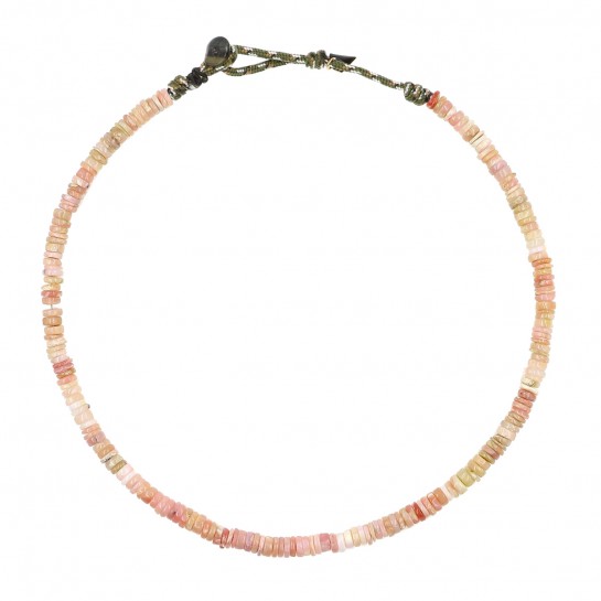 Collier Puka simple opale rose