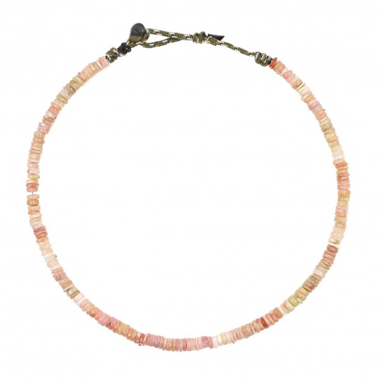 Simple pink opal Puka necklace