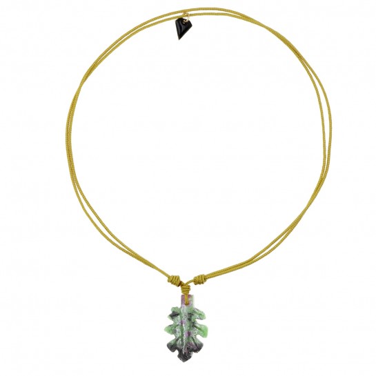 KIDS necklace Tropical leaf ruby zoisite