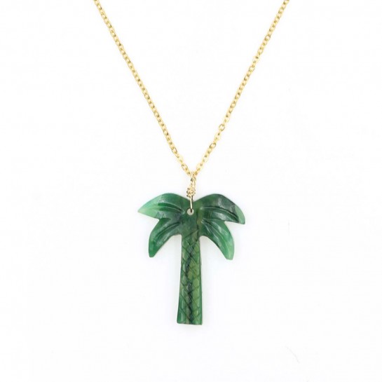 Jade palm tree necklace