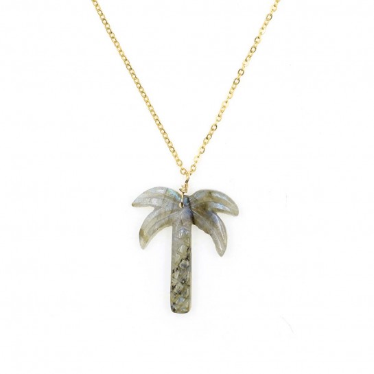 Labradorite palm tree necklace