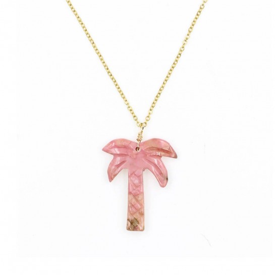 Opal palm tree necklace