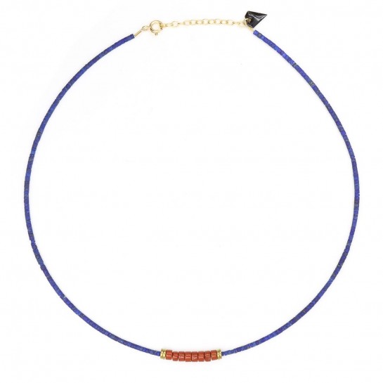 Puka lapis lazuli and jasper necklace