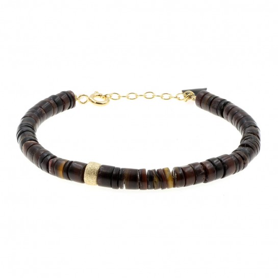 Brown shell and Gold Filled Puka bracelet