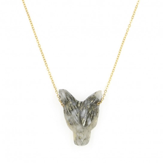 Chalcedony Wolf Necklace