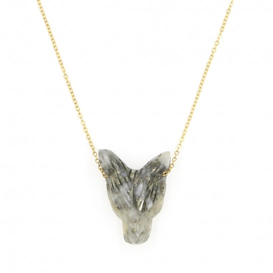 Collier Loup calcédoine