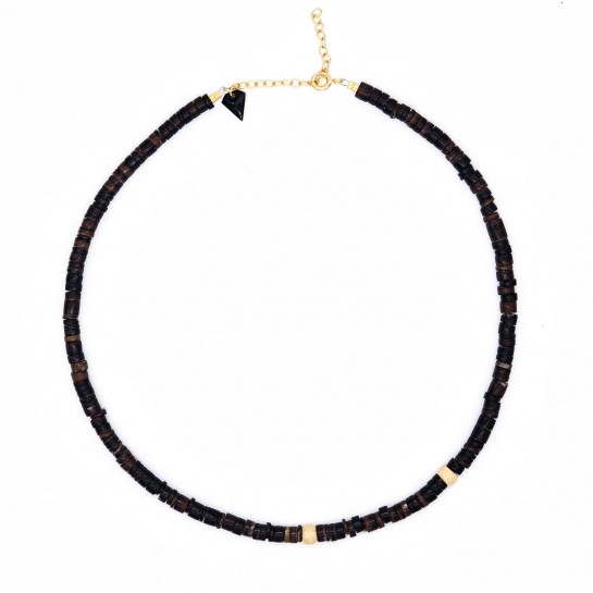 Brown shell and Gold Filled Puka necklace