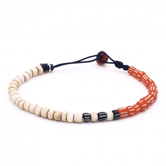 Bracelet Homme blanc et orange rayé