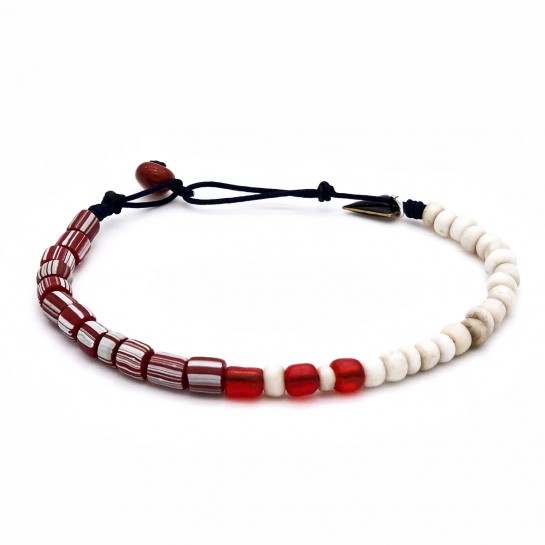 Bracelet Homme blanc et rouge rayé