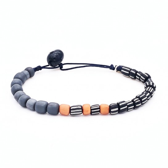 Bracelet Homme gris et noir rayé