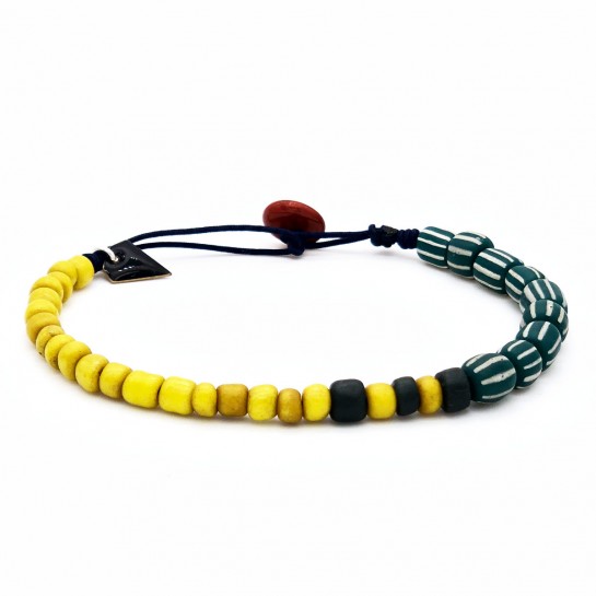Yellow and green striped men's bracelet