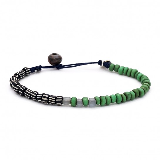 Green and black striped men's bracelet