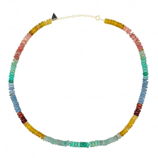 Collier Puka simple opale multicolore