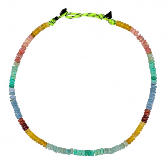 Collier Puka simple opale multicolore