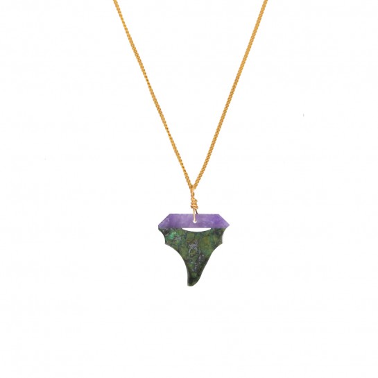 Shark amethyst and African turquoise necklace
