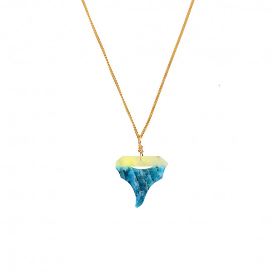 Yellow jade and apatite Shark long necklace