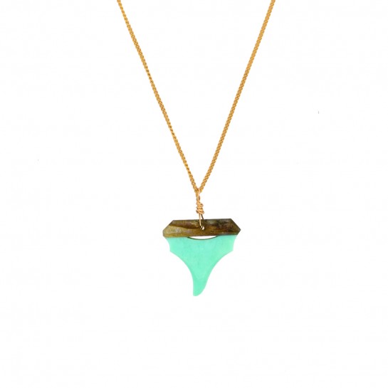 Shark labradorite and chrysoprase long necklace