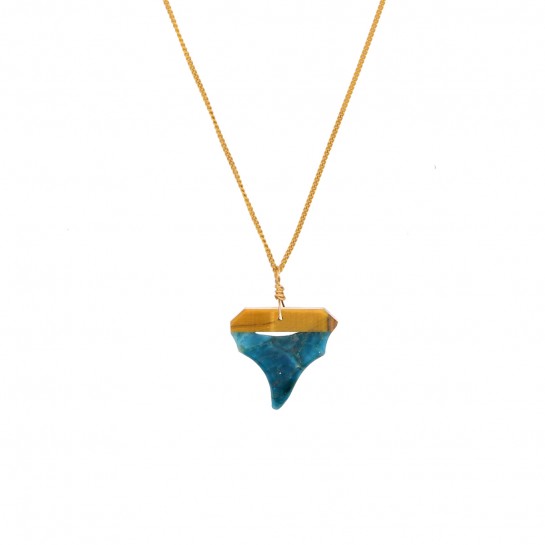 Shark tiger eye and apatite long necklace