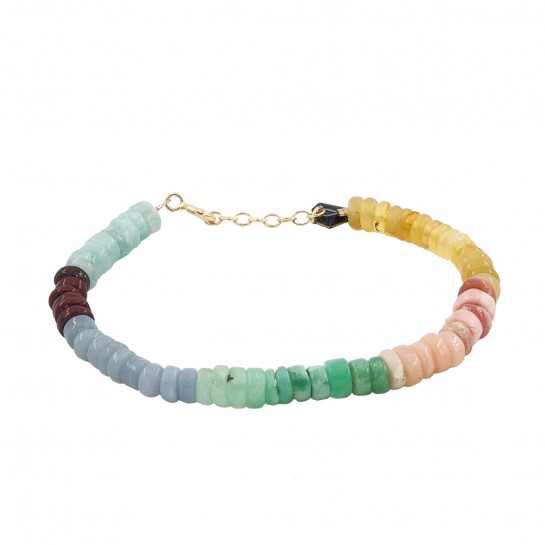 Multicolored opal simple Puka bracelet