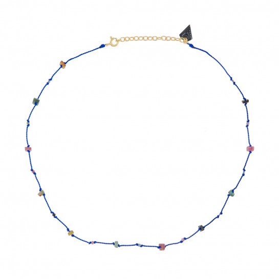 Collier Petit Précieux bleu carré