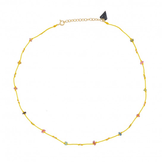 Collier Petit Précieux jaune carré