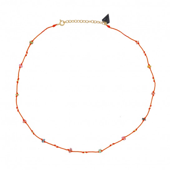 Collier Petit Précieux orange carré