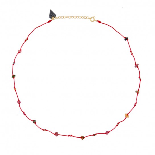 Collier Petit Précieux rouge carré