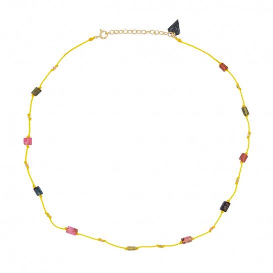 Collier Petit Précieux jaune rectangle