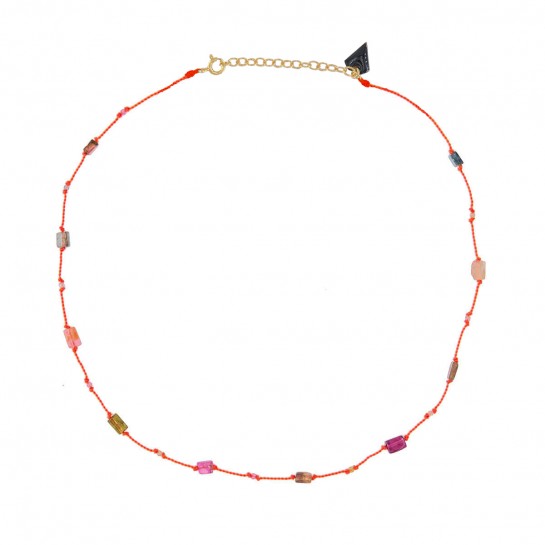 Collier Petit Précieux orange rectangle