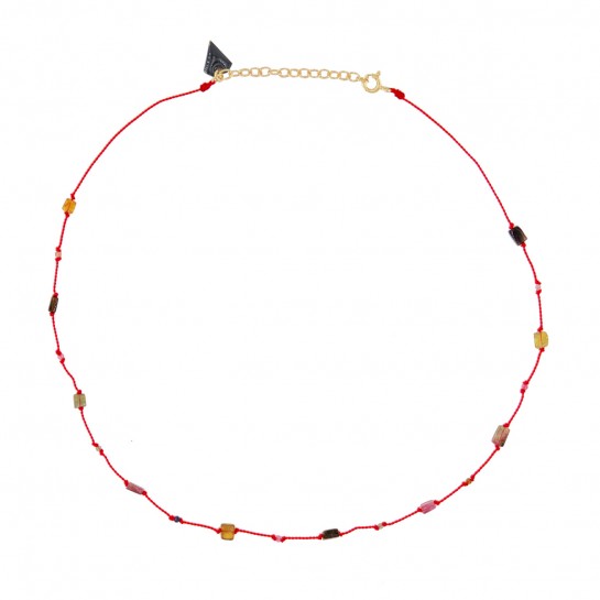 Collier Petit Précieux rouge rectangle