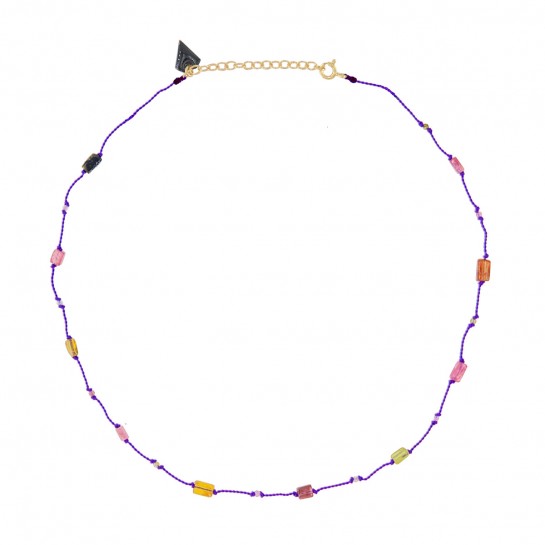 Collier Petit Précieux violet rectangle