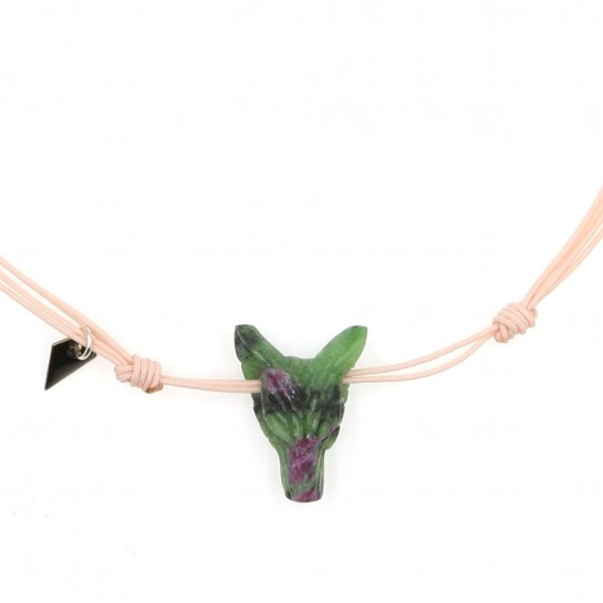 Collier enfant loup en RUBIS ZOISITE