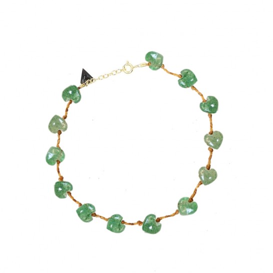 Bracelet Coeur quartz vert