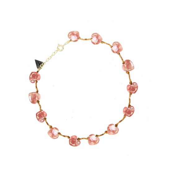 Pink quartz heart bracelet