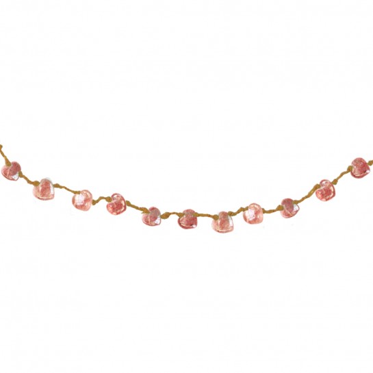 Pendentif Cœur En Opale Triple Rose - Bijou Fantaisie Plaqué Argent - Fait Main En Inde