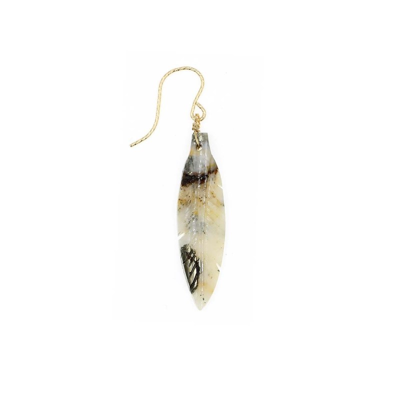 roucas feather rock earring in white chalcedony