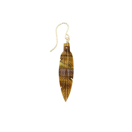 roucas rock earring feather in brown tiger eye